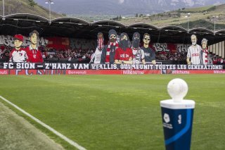 Le tifo déployé par les supporters du FC Sion à l'occasion de la réception de Zurich dimanche à Tourbillon.